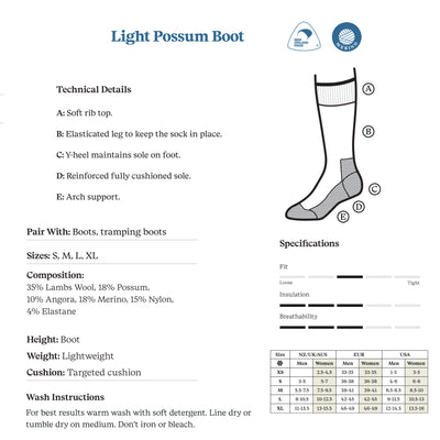 Norsewear - Light Possum Boot socks