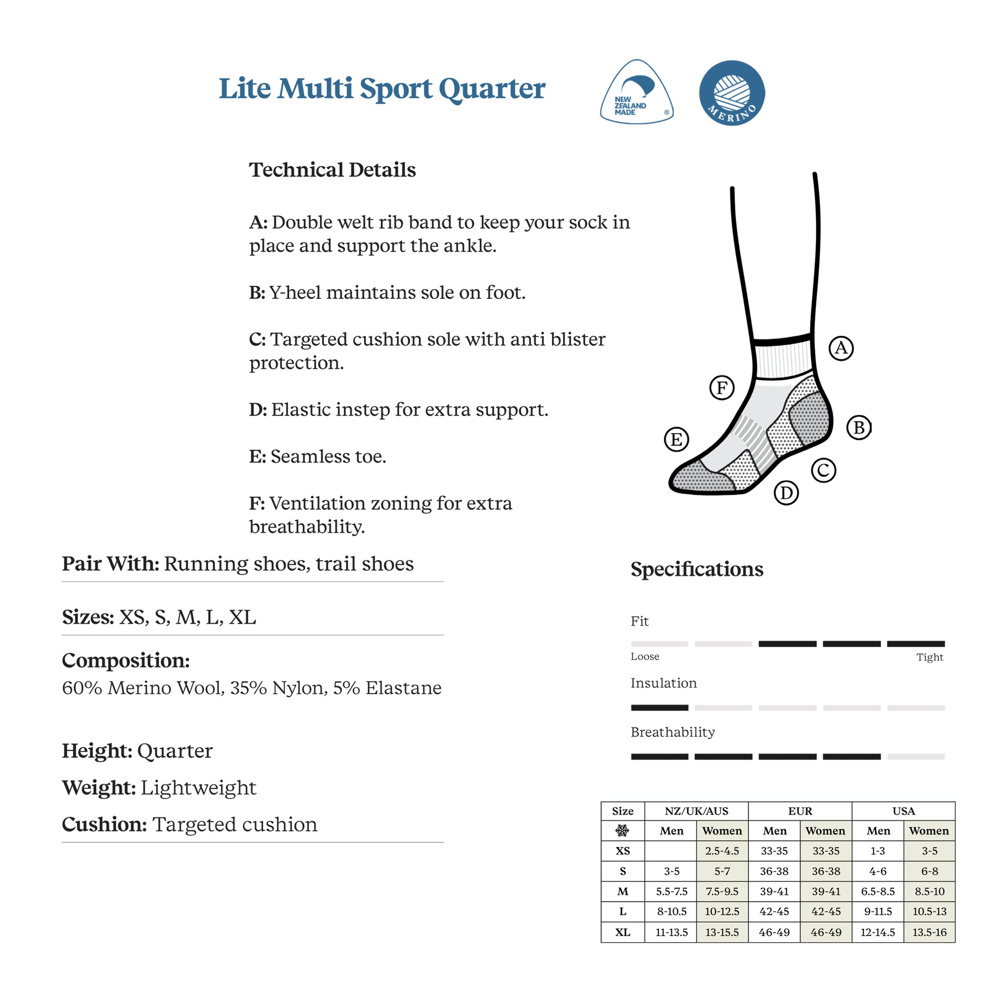 Norsewear - Lite Multi Sport Quarter socks