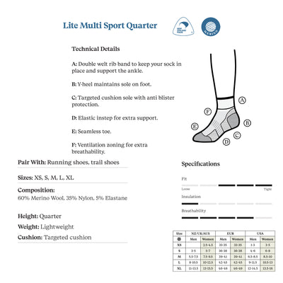 Norsewear - Lite Multi Sport Quarter socks